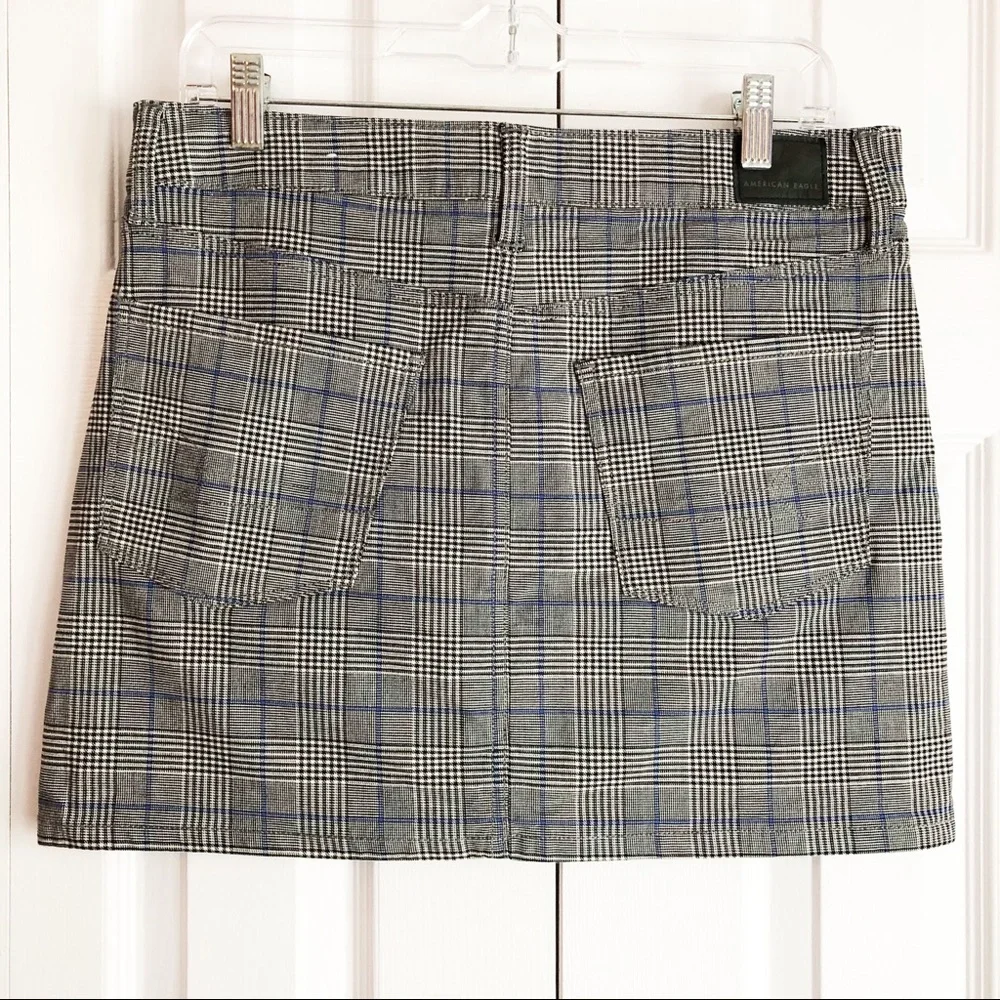 American Eagle Preppy Gray Plaid Super Stretch Hi-Rise Mini Skirt 8
